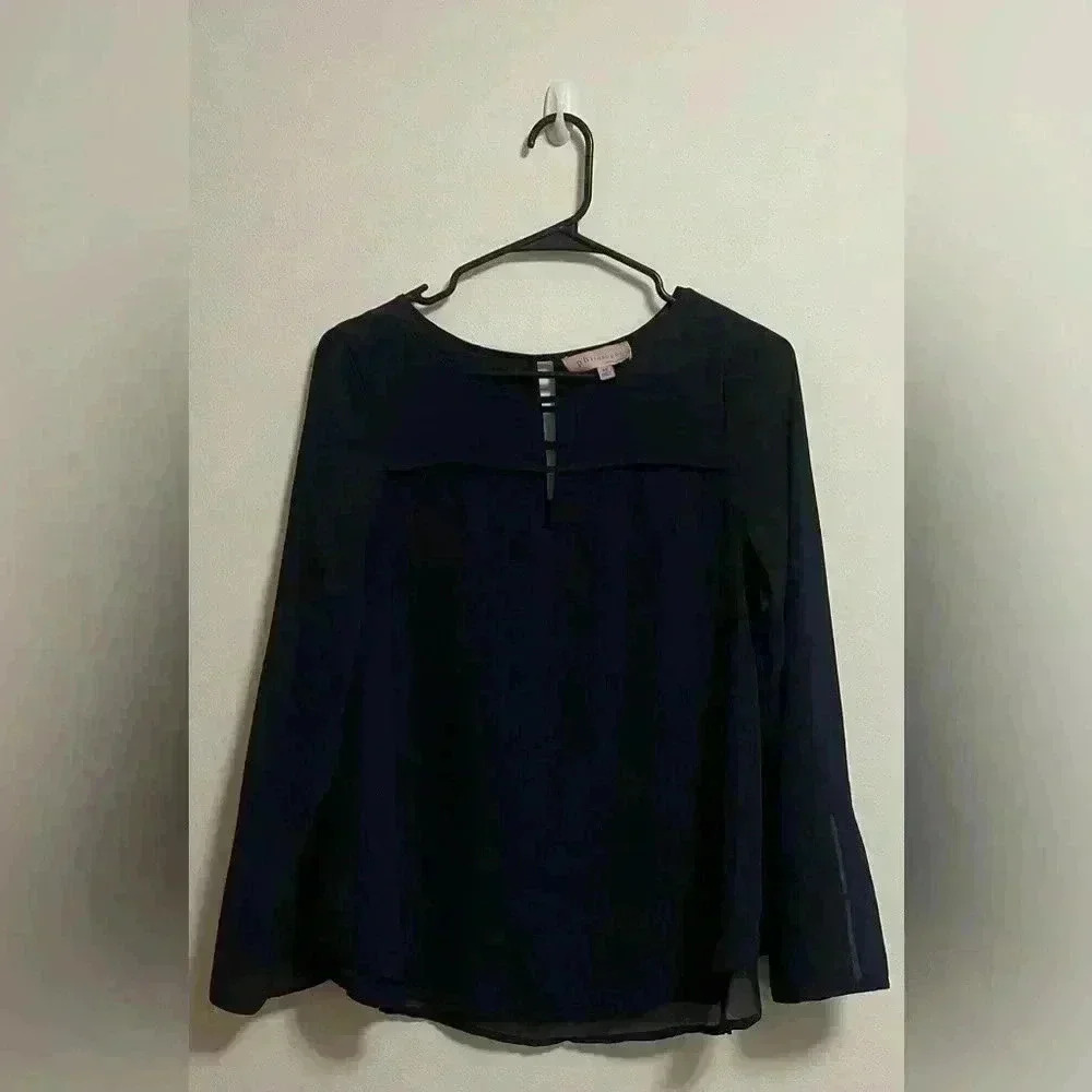 Philosophy Republic Clothing - Women’s‎ Navy Swing Long Sleeve Blouse - Size XS